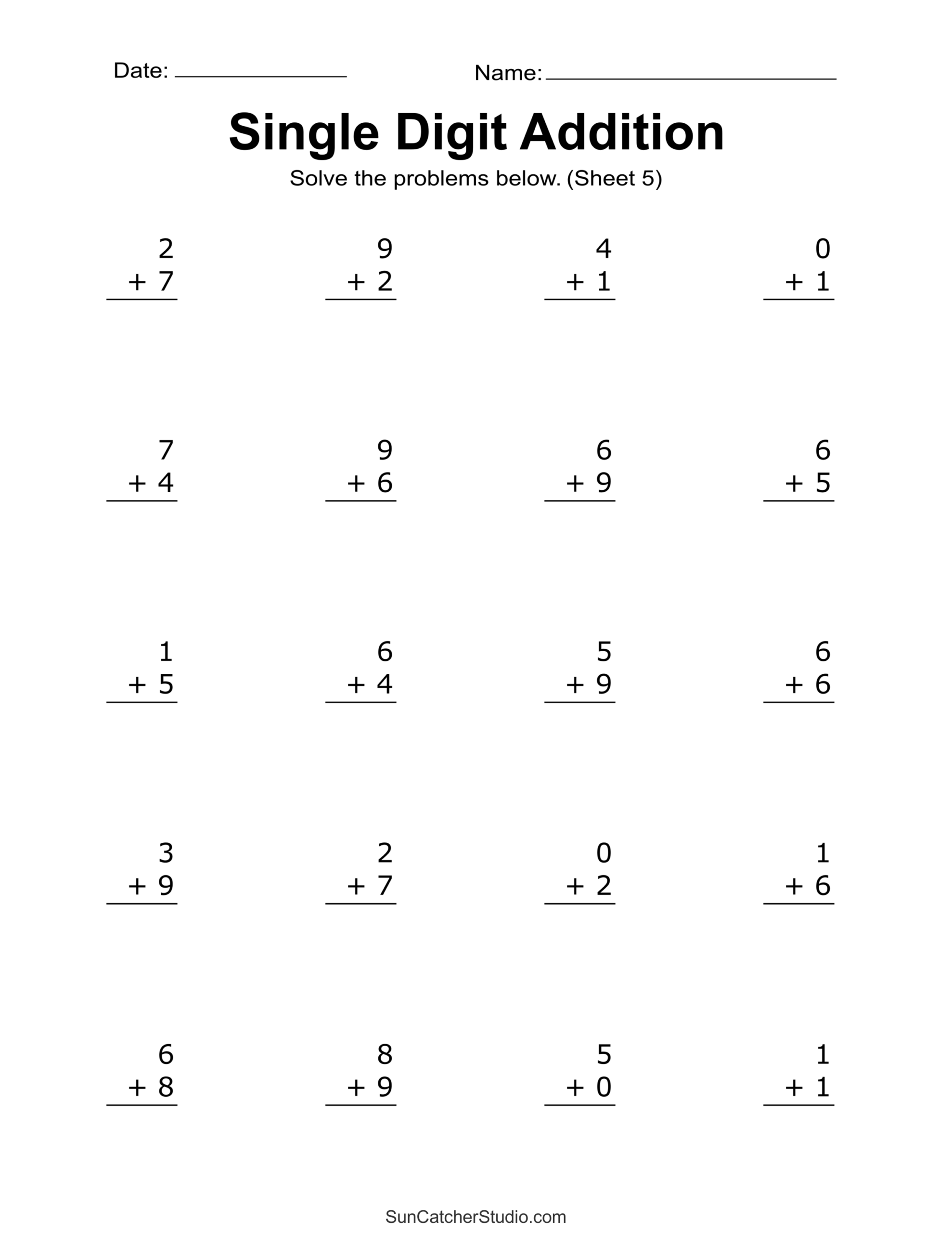 math addition worksheets for kindergarten