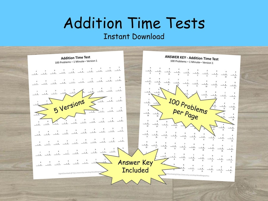 Addition Worksheets Mad Math Minute First And Second Grade 