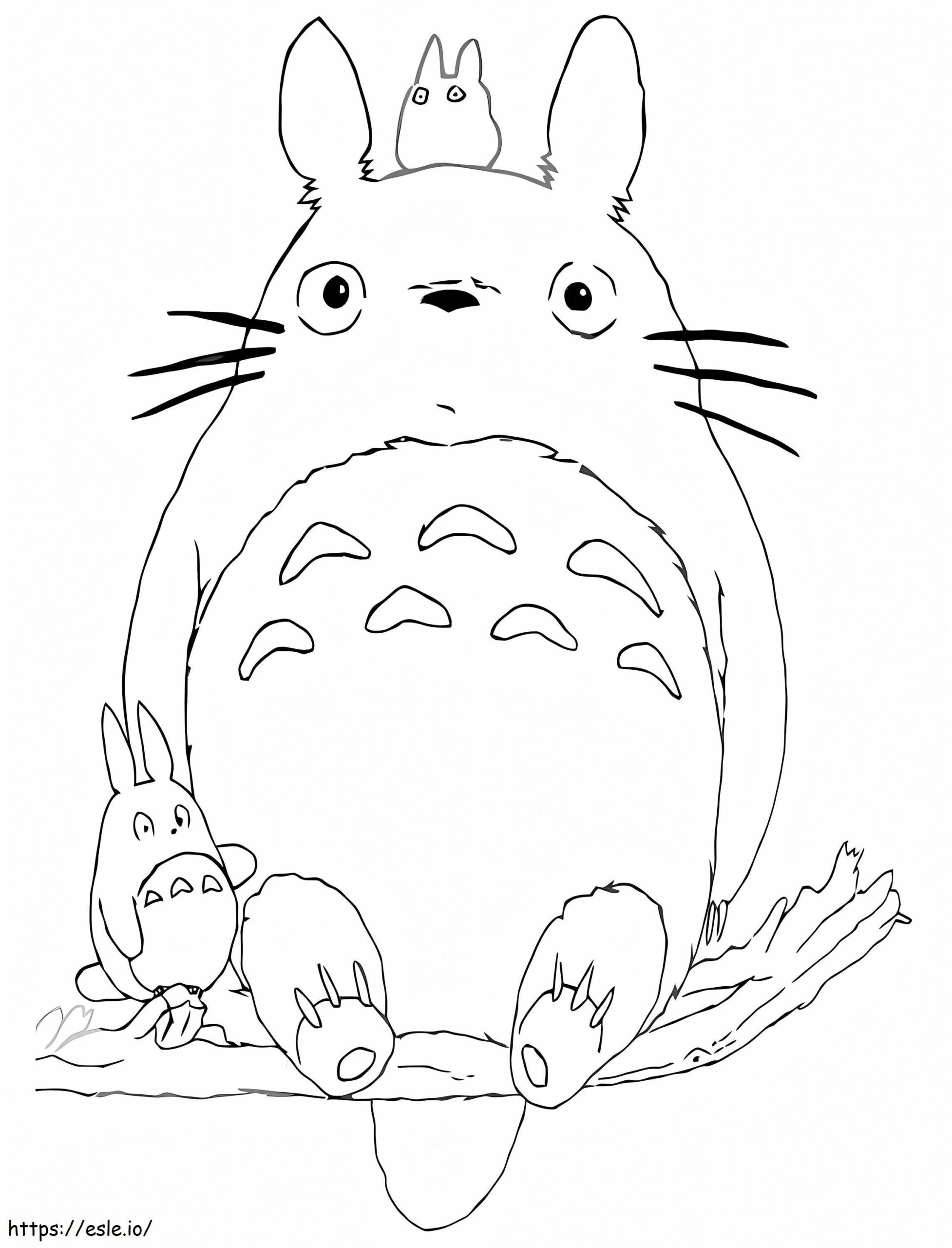 Adorable Sitting Totoro Coloring Page
