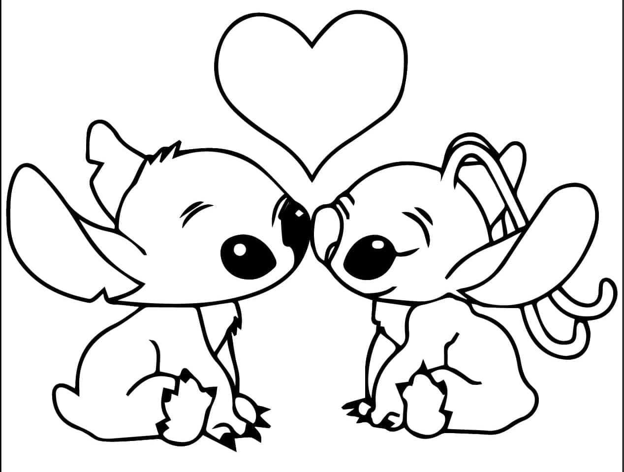 Adorable Stitch And Angel Coloring Page Download Print Or Color Online For Free