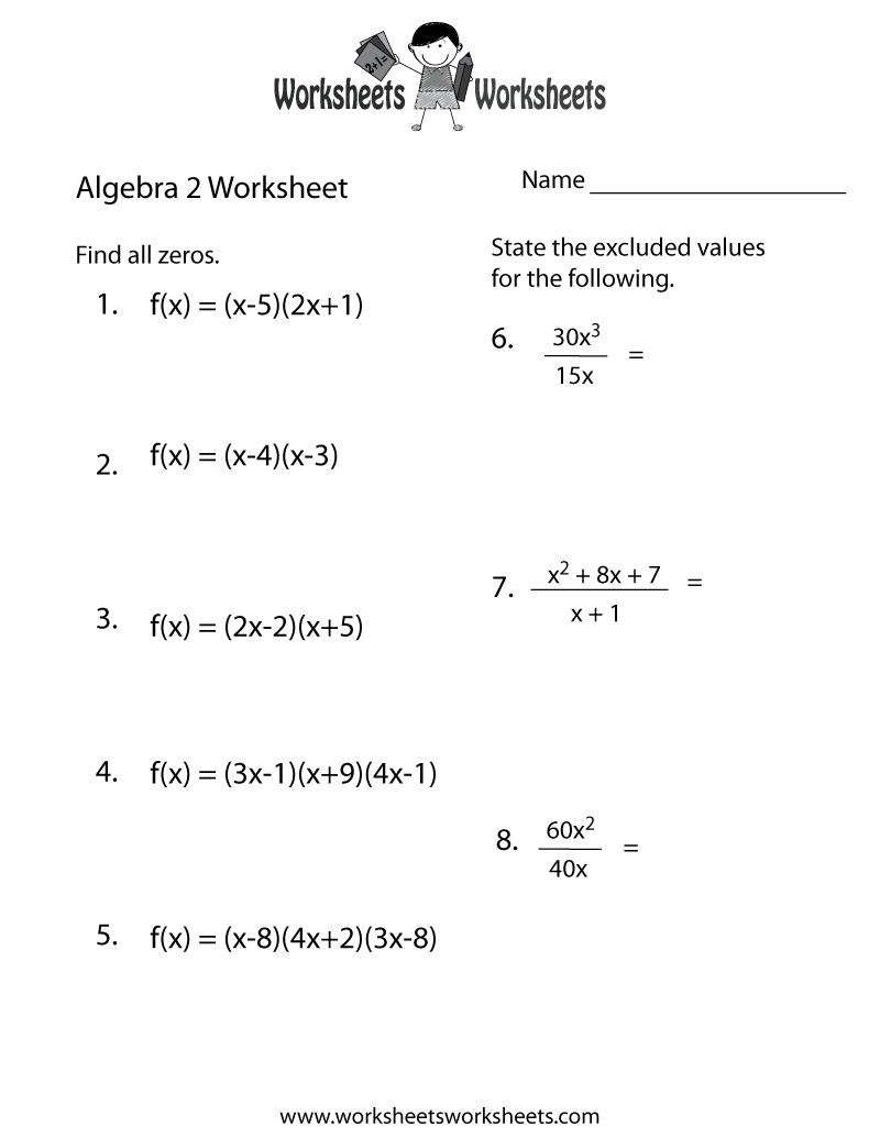 free math worksheets algebra