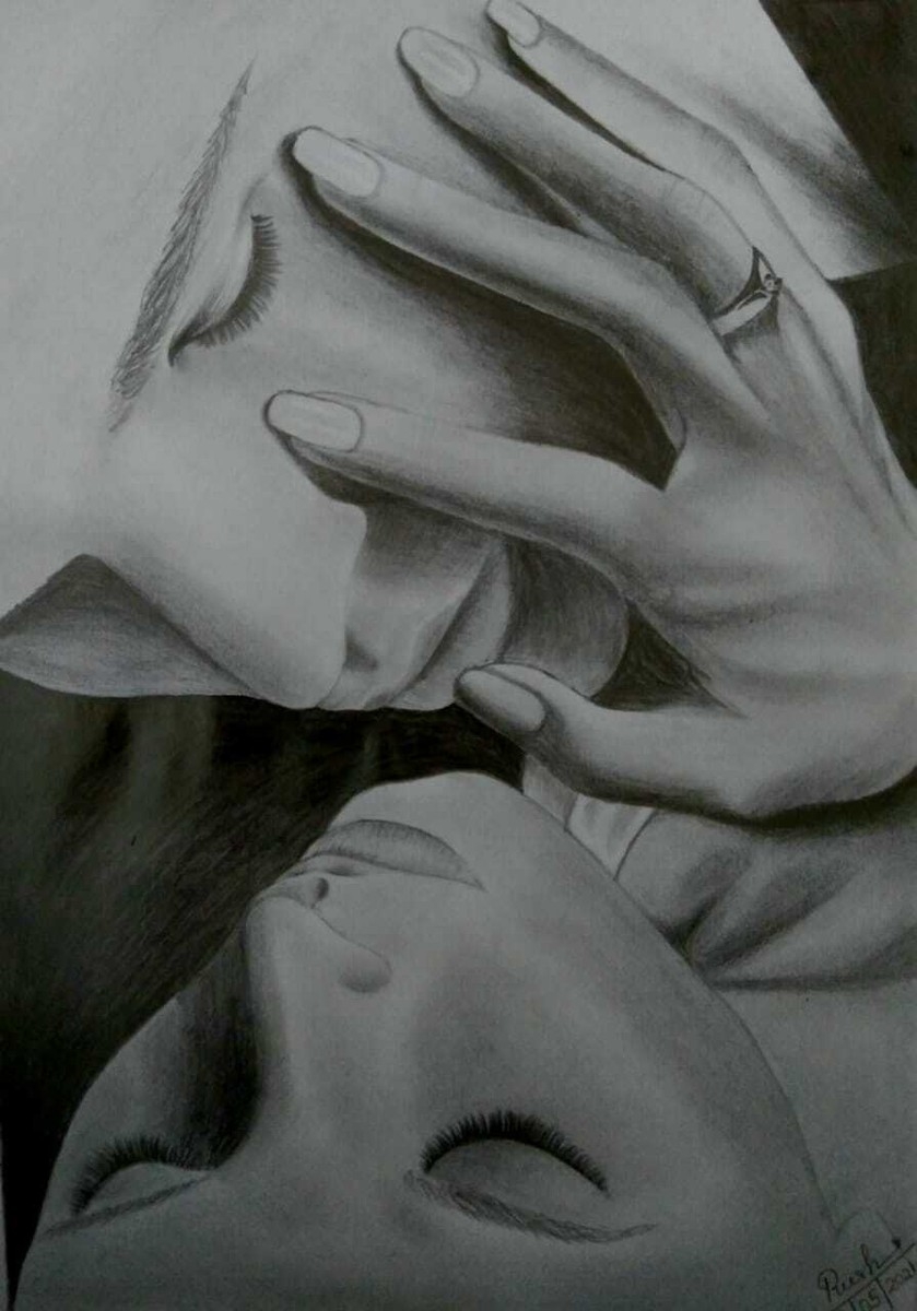Amazing Art Drawings pencil Sketch Of A Romantic Couple A4 Size EBay