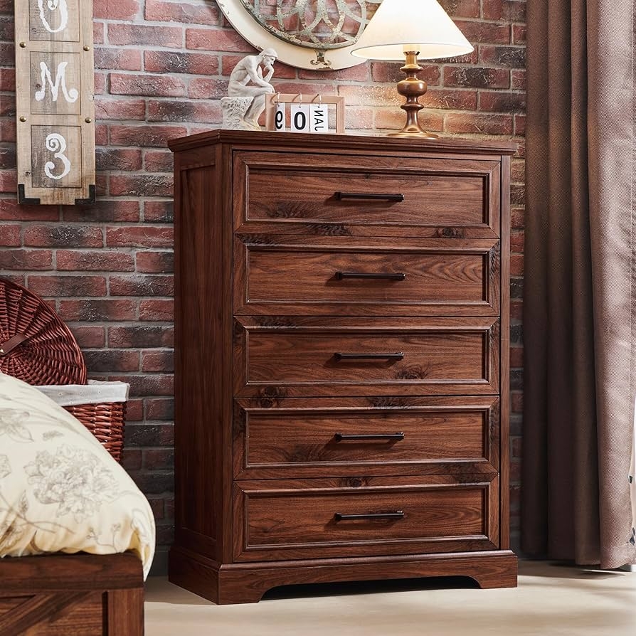 Amazon ACCOHOHO Farmhouse 5 Drawers Dresser Chests For 