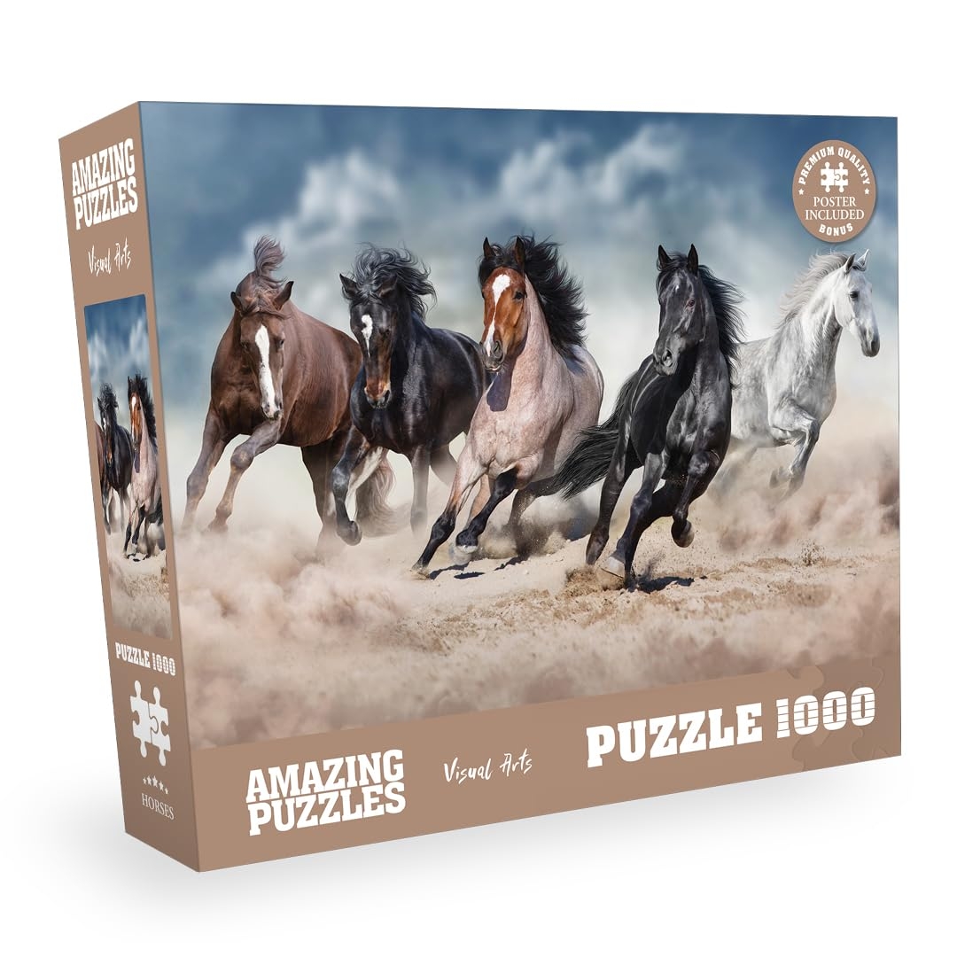 Amazon AMAZING PUZZLES 1000 Piece Jigsaw Puzzle For Kids And Adults 19x27in Wild Horses Toys U0026 Games