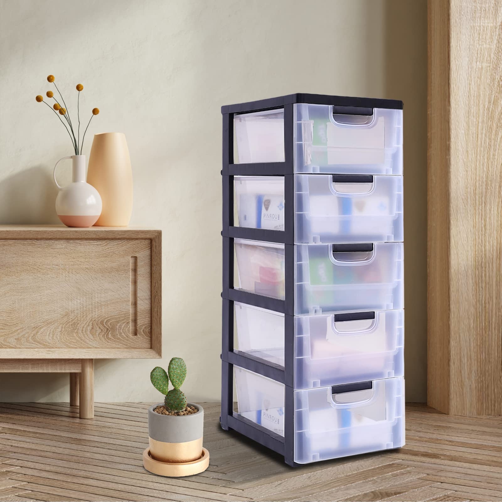 Amazon BAITGMYING 5 Drawers Stackable Storage Cabinet PP 
