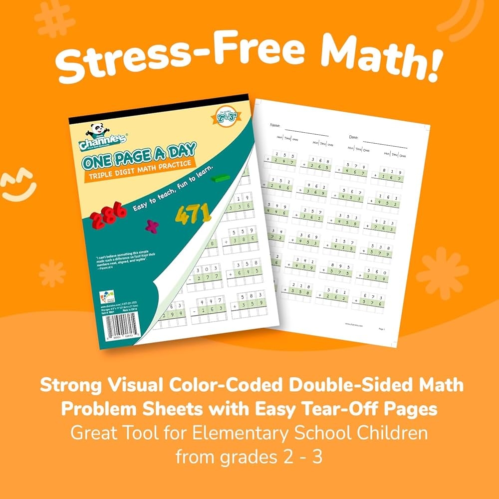 Amazon Channie s One Page A Day Math Workbook Triple Digit 
