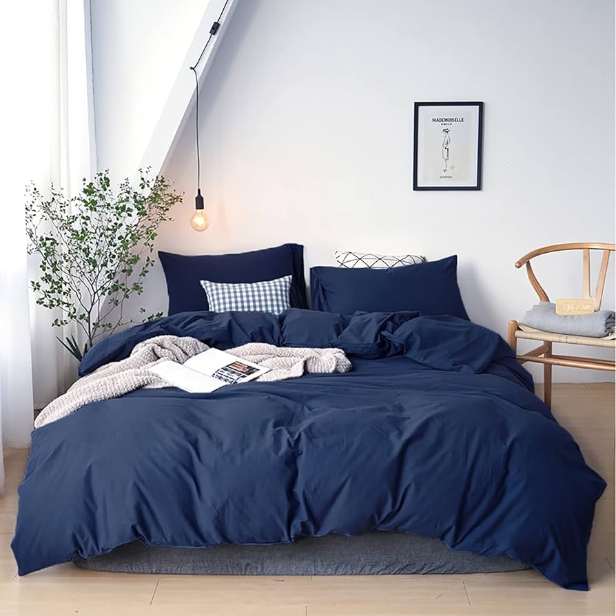 Amazon Cottonight Navy Blue Comforter Set Twin Men Boys Navy Bedding Set Dark Blue Comforter Set Breathable Soft Quilts Blanket Dark Color Modern Solid Color Pure Blue Bedding Sets For Twin Bed 