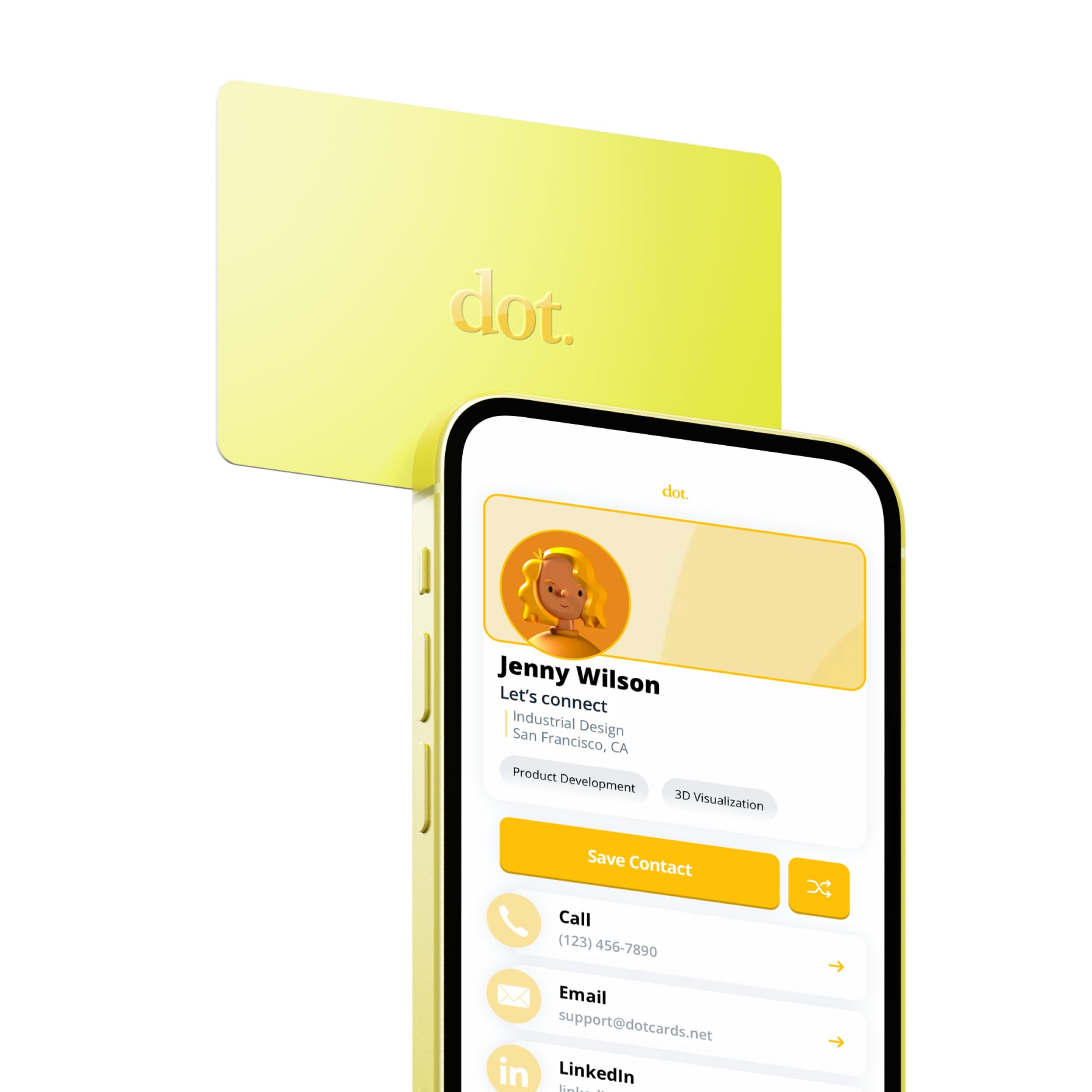 Amazon Dot Card Digital Business Card Tap To Share IPhone U0026 Android Yellow Cell Phones U0026 Accessories