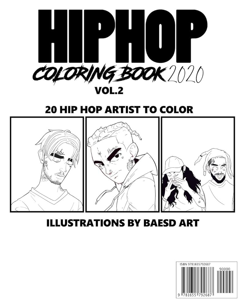 Amazon Hip Hop Coloring Book 2020 Vol 2 Color Your Favorite Hip Hop Artist 9781655792687 Art Baesd Books