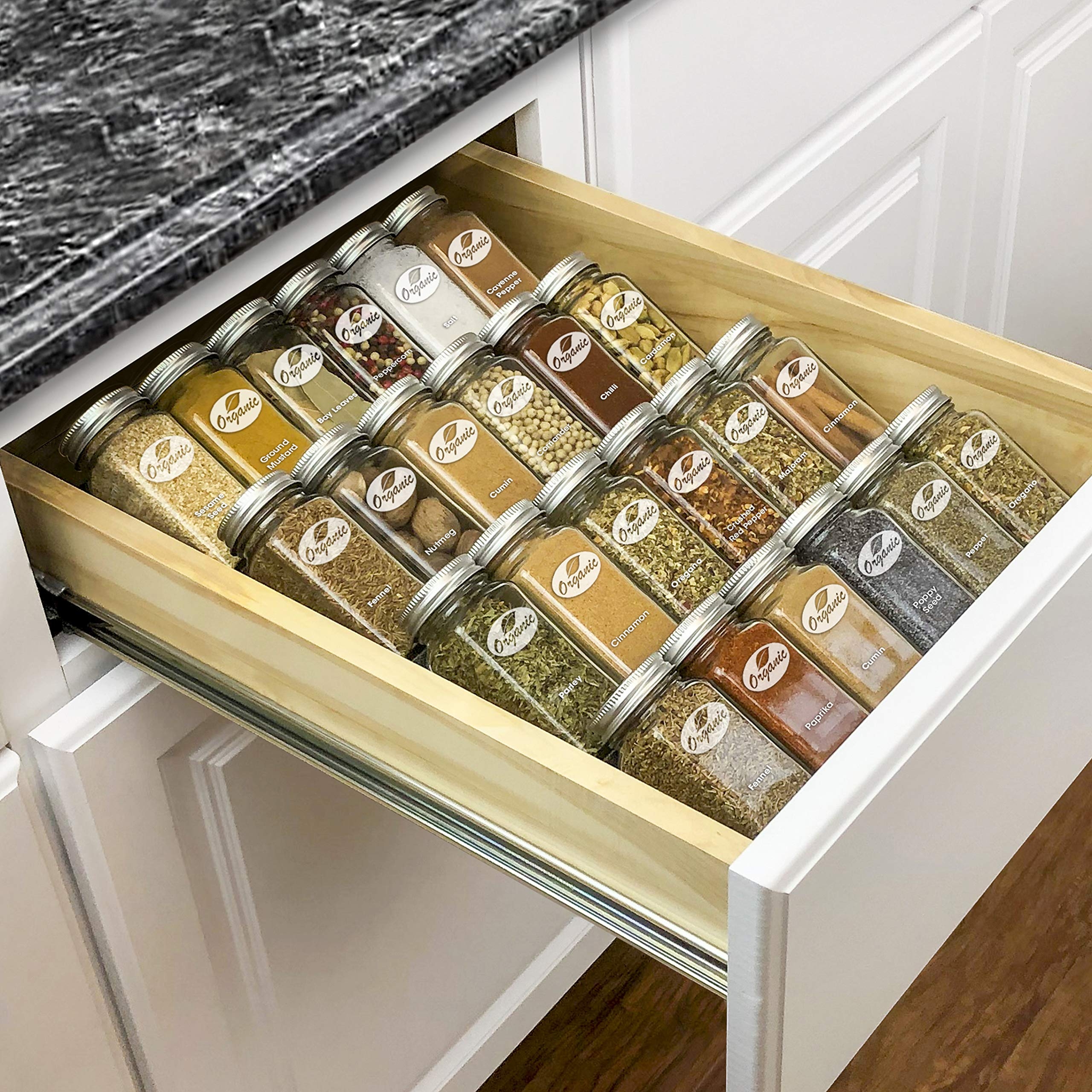 Amazon LYNK PROFESSIONAL Spice Drawer Organizer Heavy Gauge Steel 4 Tier Rack Drawer Insert Tray For Spice Jars Herbs And Seasoning 
