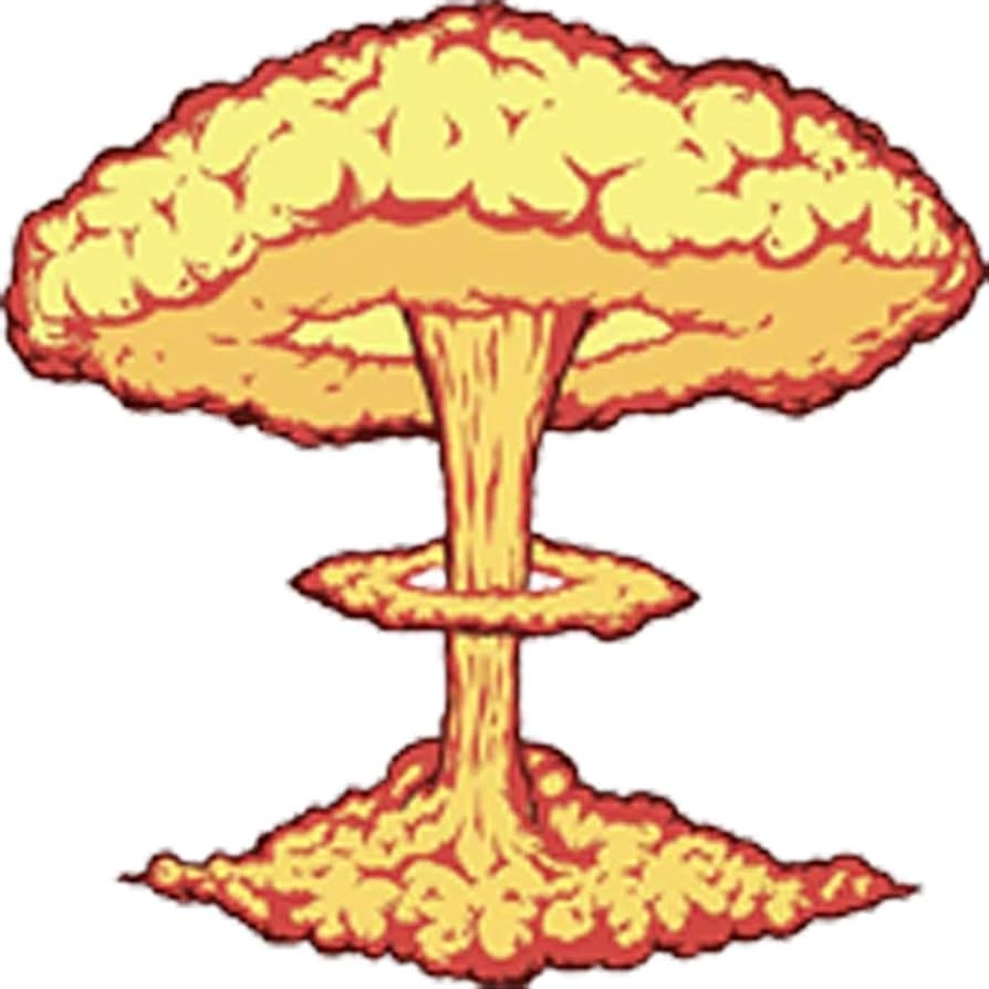 Amazon Nuclear Bomb Explosion Mushroom Could RED Orange Yellow Black Vinyl Decal Sticker Two In One Pack 4 Inches Wide Automotive