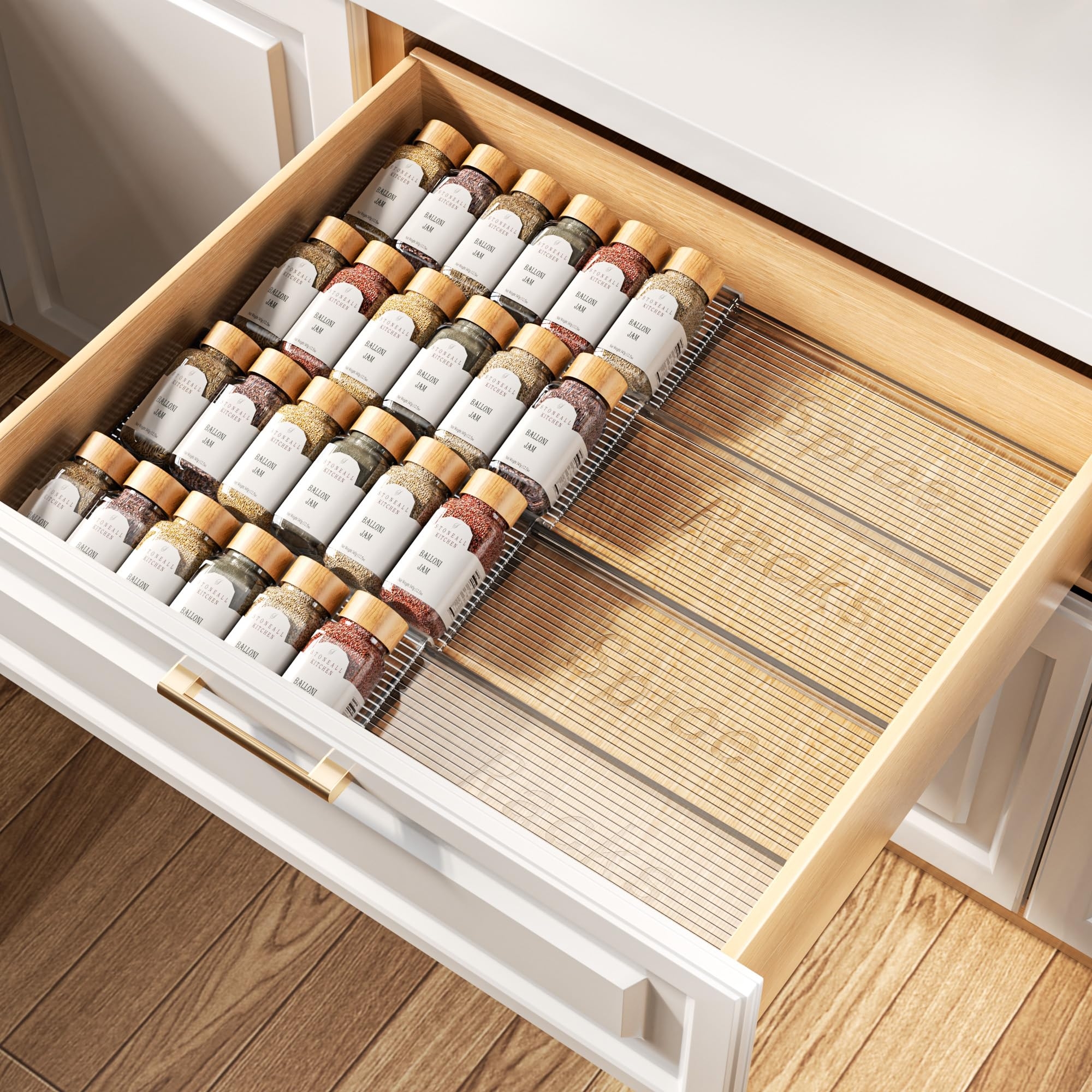 Amazon PanPanPal Spice Drawer Organizer 4 Tier 4 Pack Clear Acrylic Drawer Seasoning Organizer Expandable From 11 To 22 Kitchen Spice Rack 