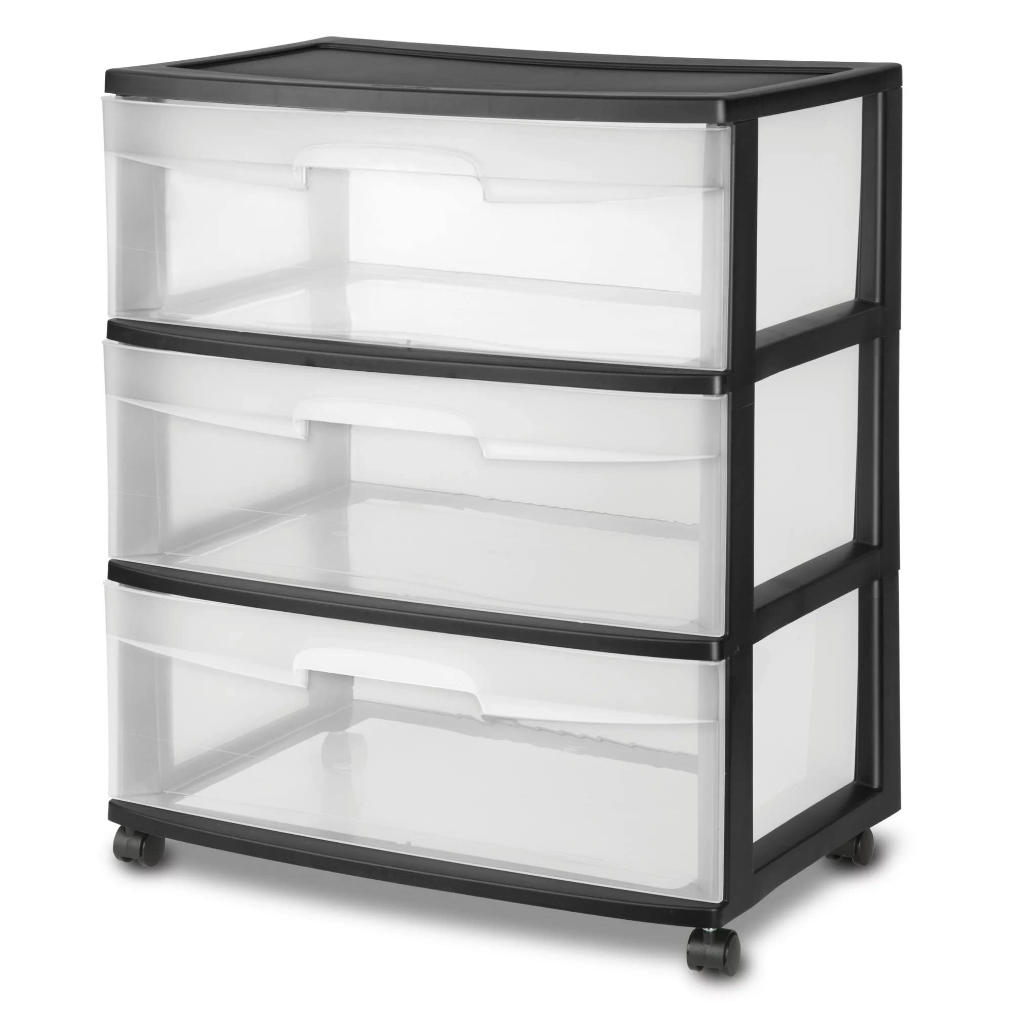 Amazon Plastic Storage Drawer Cart Medium Home Organization Storage Container With 3 Large Clear Drawers With Wheels Black Home U0026 Kitchen
