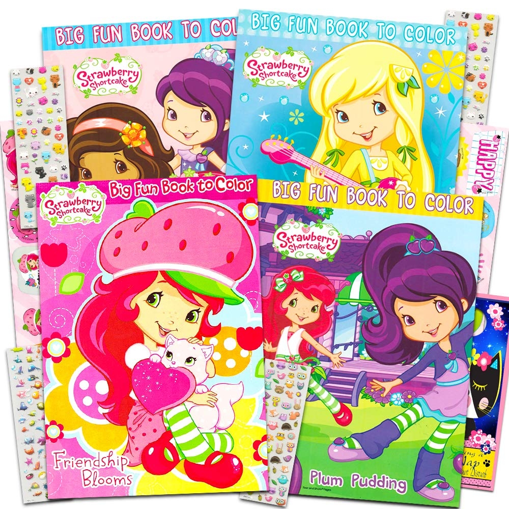 Amazon Strawberry Shortcake Coloring Book Super Set 4 Coloring Books Over 200 Stickers And Bonus Door Hanger Party Supplies Pack Toys U0026 