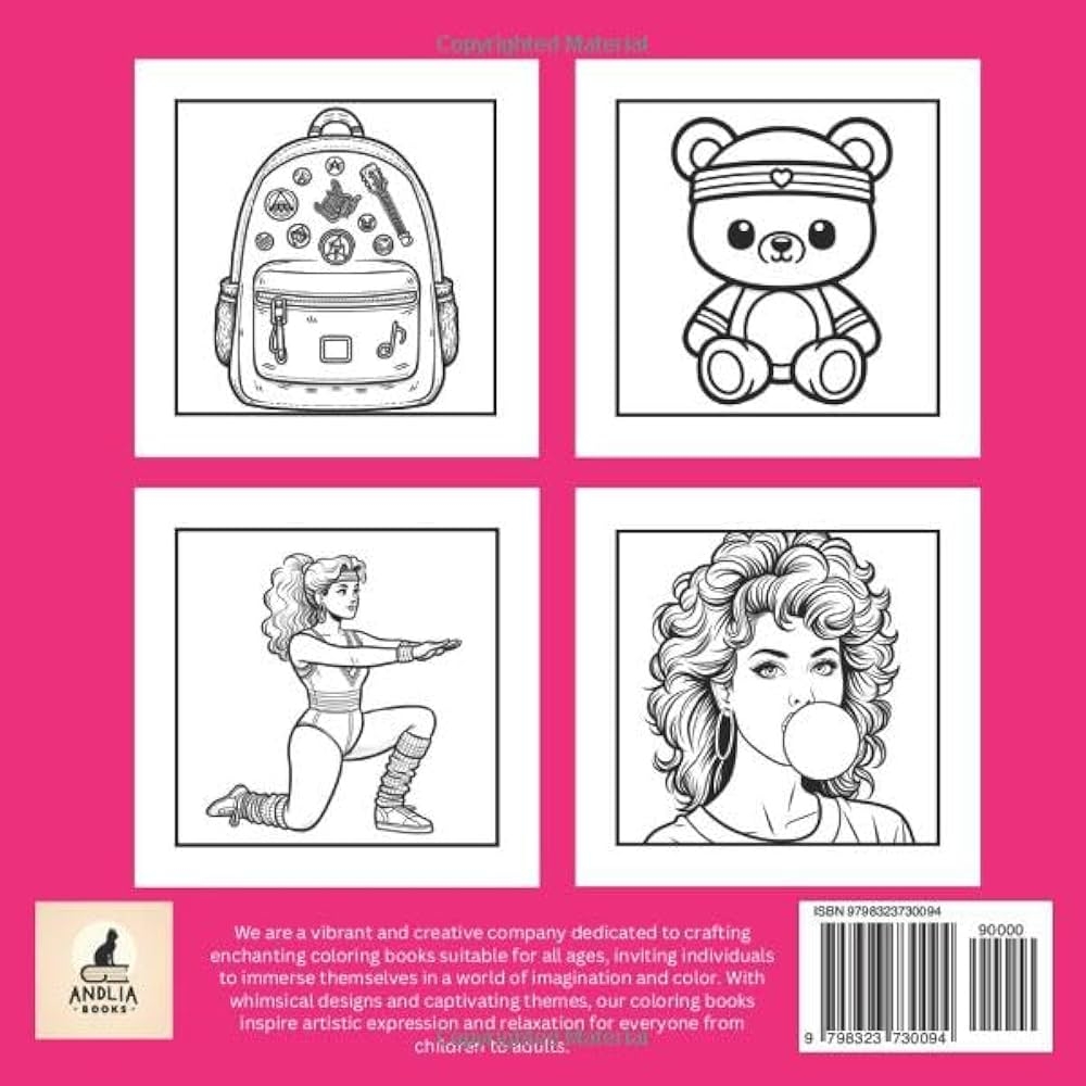 Amazon The 80 s Coloring Book Featuring 50 Bold And Easy Coloring Pages Of The 80 s Decade For Adults 9798323730094 Books Andlia Books