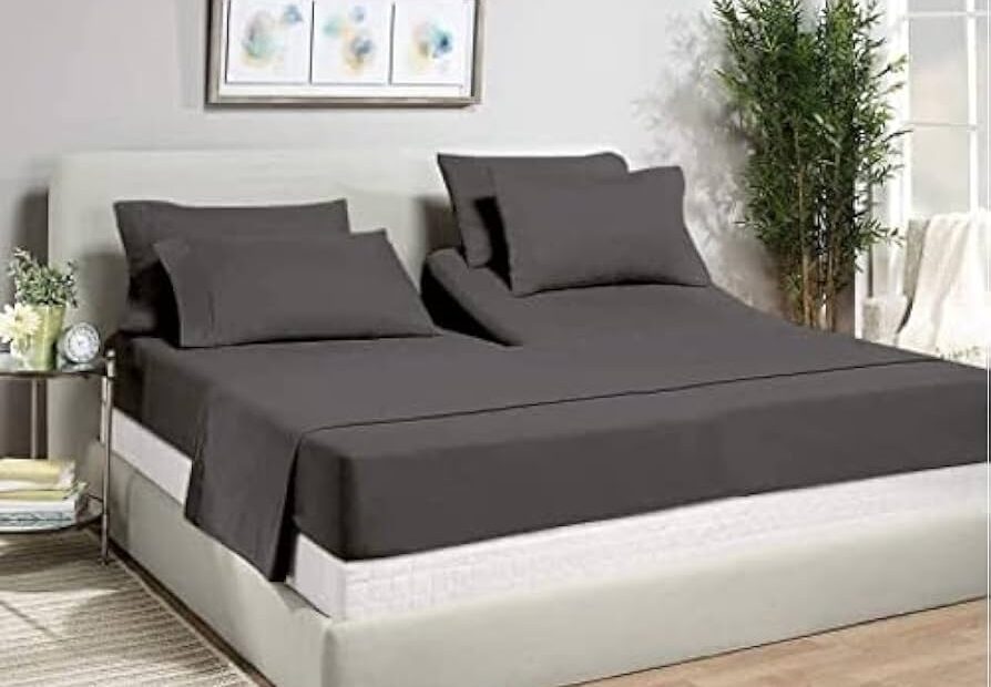 Amazon Top Split Flex Head King Fitted Sheet Only For Sleep Number Bed Fits Deep Pocket Mattresses 1800 Thread Count Gray Home U0026 Kitchen
