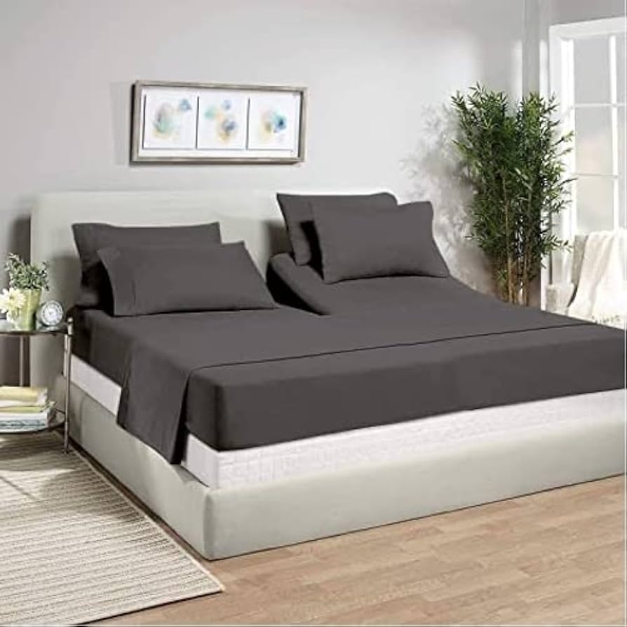 Amazon Top Split Flex Head King Fitted Sheet Only For Sleep Number Bed Fits Deep Pocket Mattresses 1800 Thread Count Gray Home U0026 Kitchen