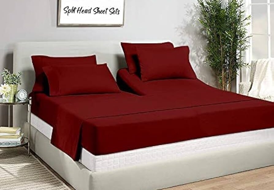 Amazon Top Split King Flex Head Sheet Set For Sleep Number Mattress Fits Deep Pocket Bed 1800 Thread Count Super Soft And Cool 4 Piece Set With Pillowcases 34 36