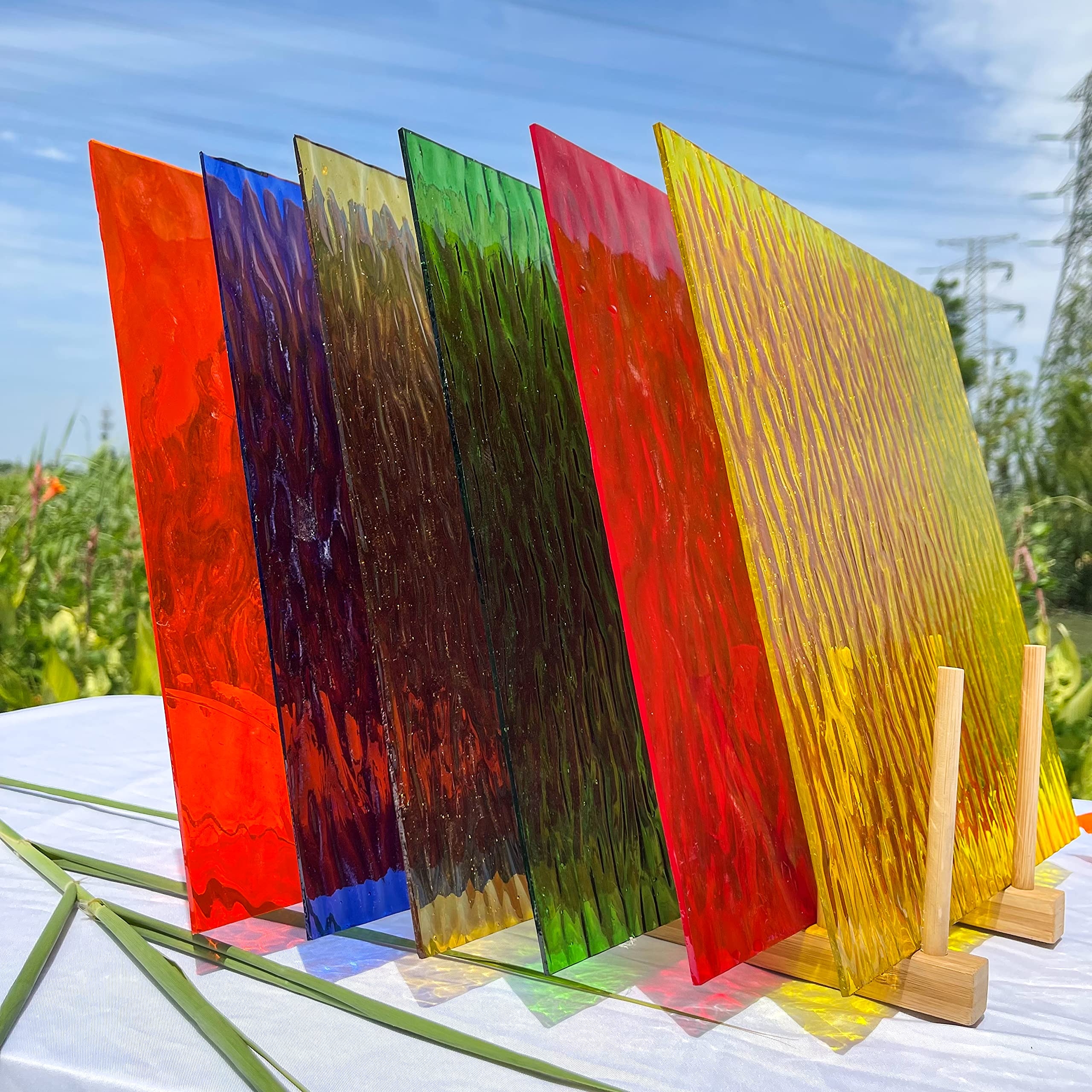 Amazon Unicoshape Mosaic Stained Glass Sheets 12 X 12 6 Pack Total 5 8sf Colorful Cathedral Art And Crafts Sheets For DIY Hobbyists And Projects Assorted Colors Easy To Cut And Design Texture Mixed 