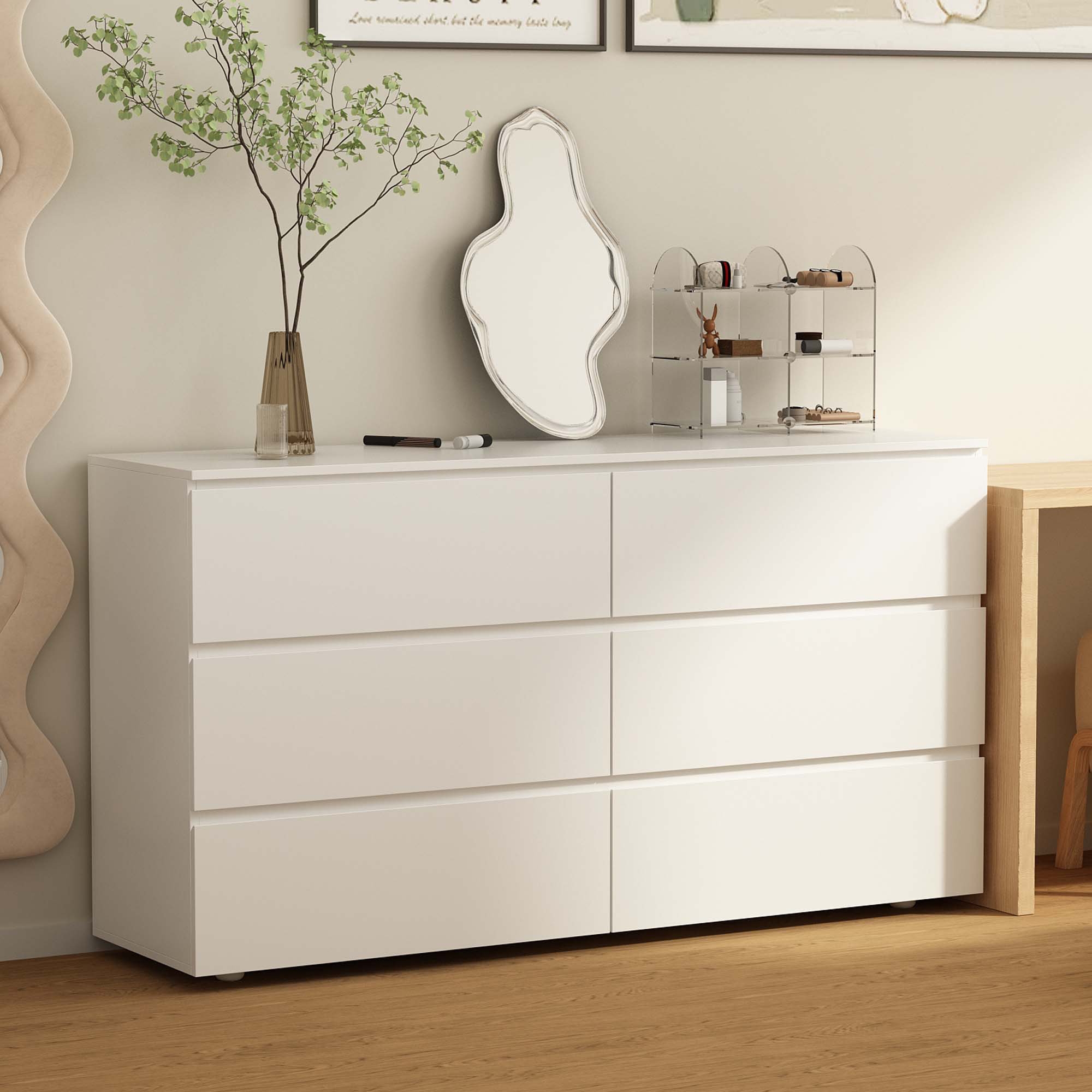 Anastasiya Modern 6 Drawer Dresser In White Wade Logan