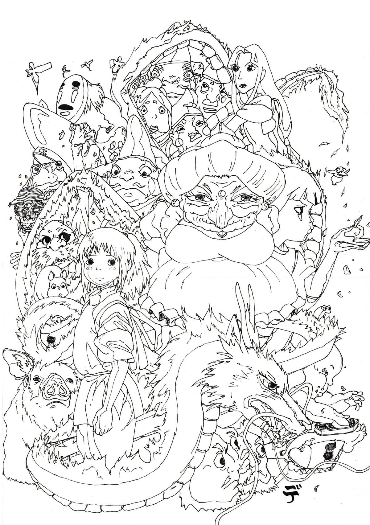 Anime Spirited Away Coloring Page Anime Coloring Pages