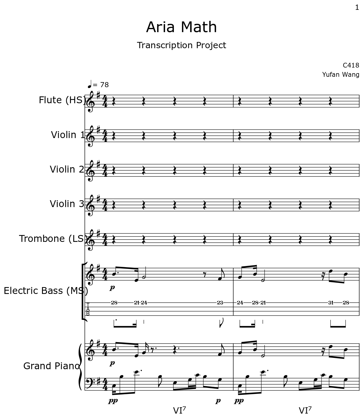 aria math piano sheet music