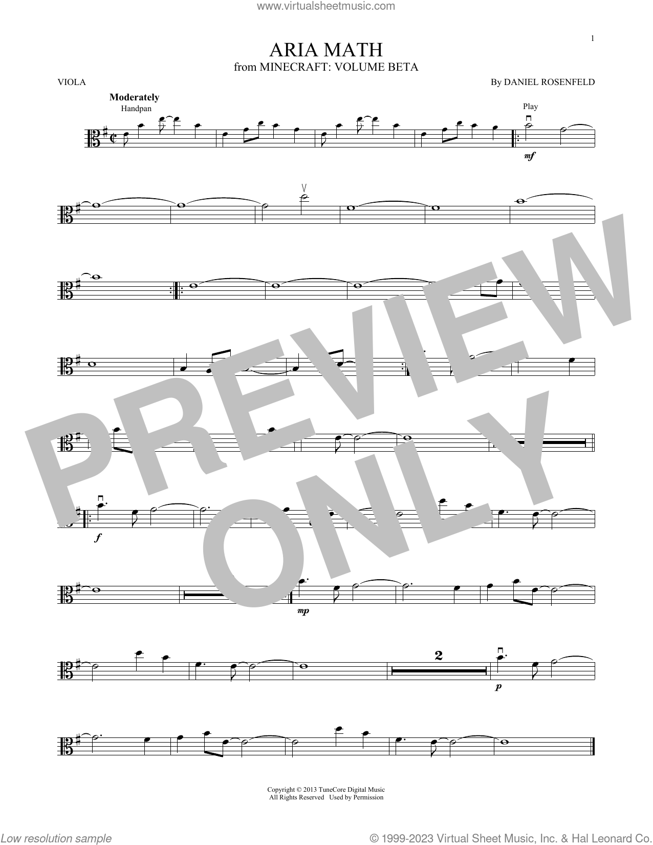 Aria Math from Minecraft Sheet Music For Viola Solo PDF 