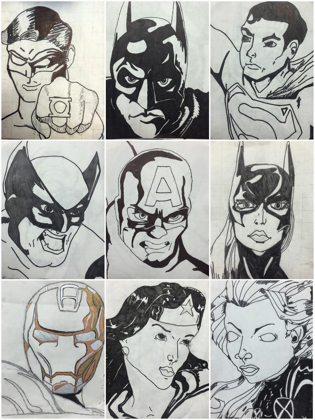 Art Eat Tie Dye Repeat 6th Grade Grid Superhero Drawings