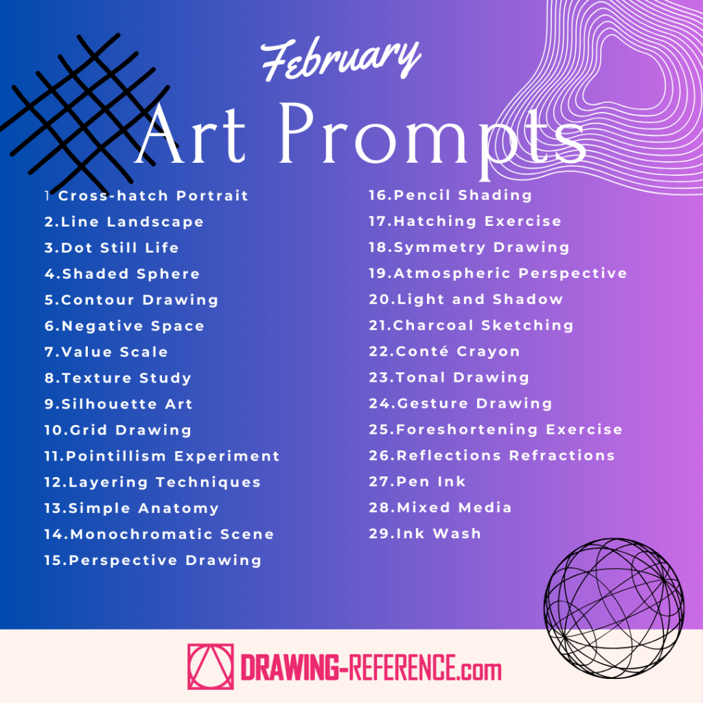 Art Prompts March Drawing reference