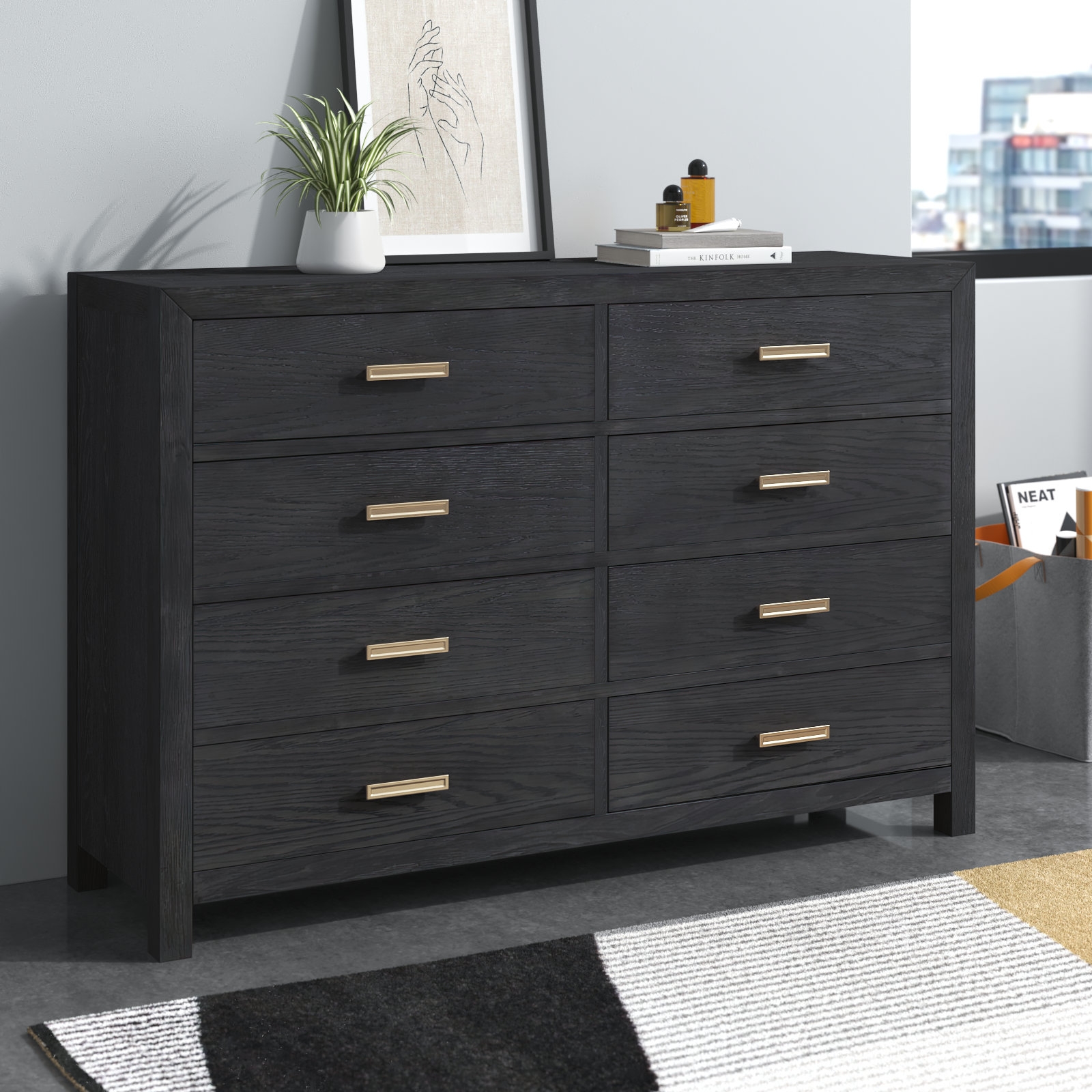 Asdrbal 60 W 8 Drawer Dresser Wade Logan Color Charcoal