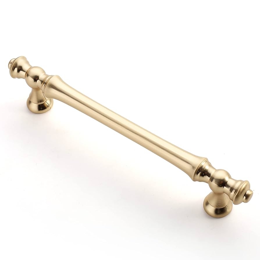 Asidrama 6 Pack 5 Inch 128mm Brushed Brass Kitchen Cabinet Handles Gold Cabinet Pulls Kitchen Cabinet Hardware For Cupboard Drawer Pulls