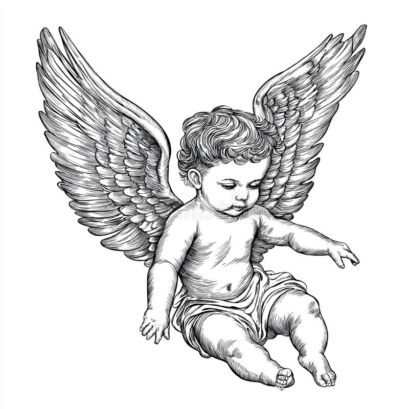 Baby Angel Line Drawing Stock Illustrations 1 015 Baby Angel 