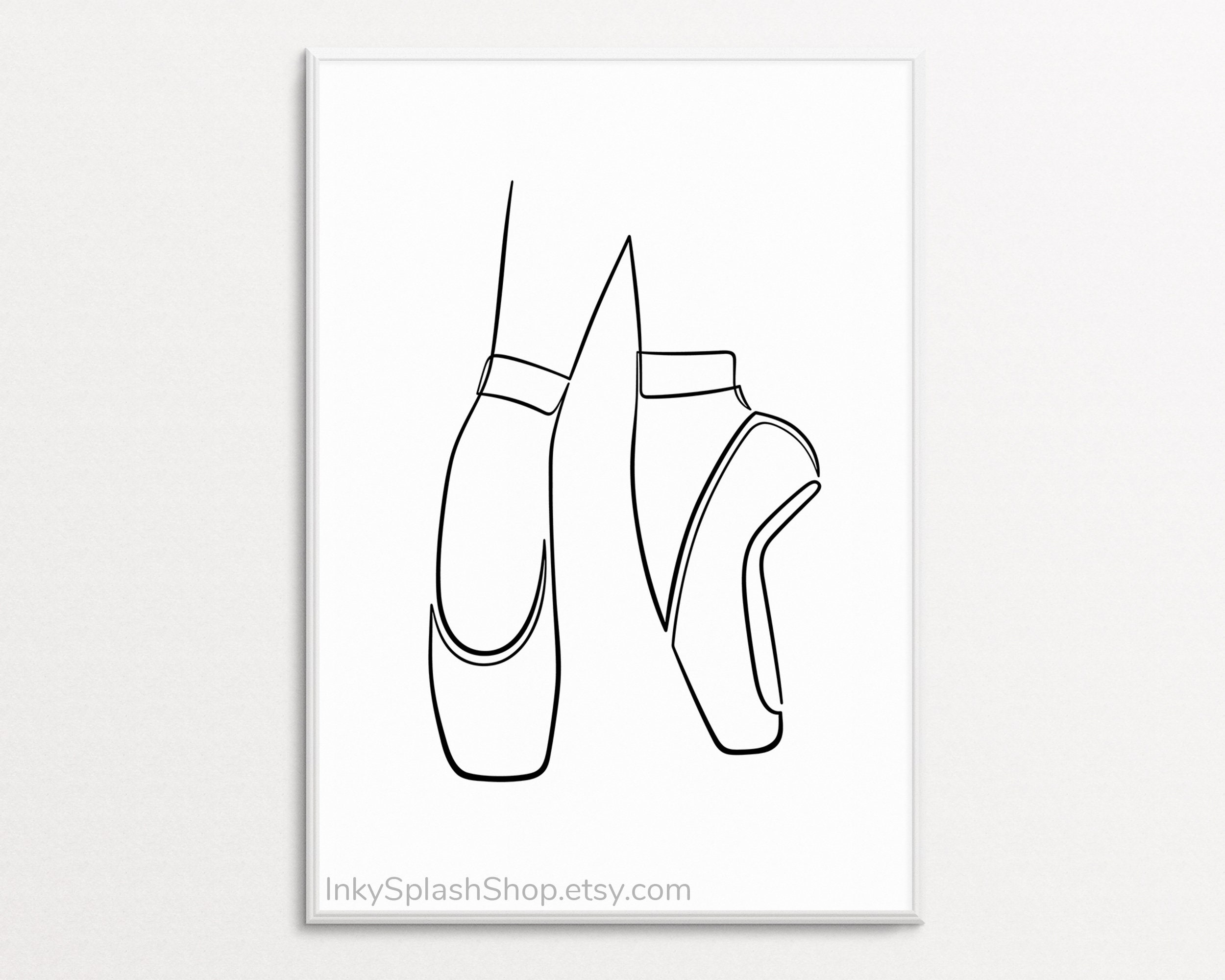 Ballet Pointe Shoes One Line Art Printable Minimalist Ballerina 