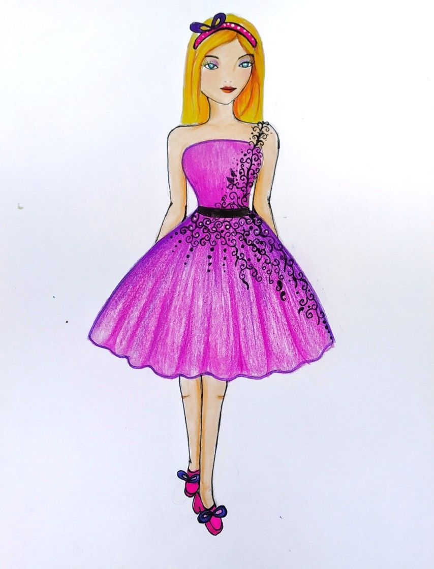 Barbie Doll Drawing Easy How To Draw A New Arrivals Barbie Dress 