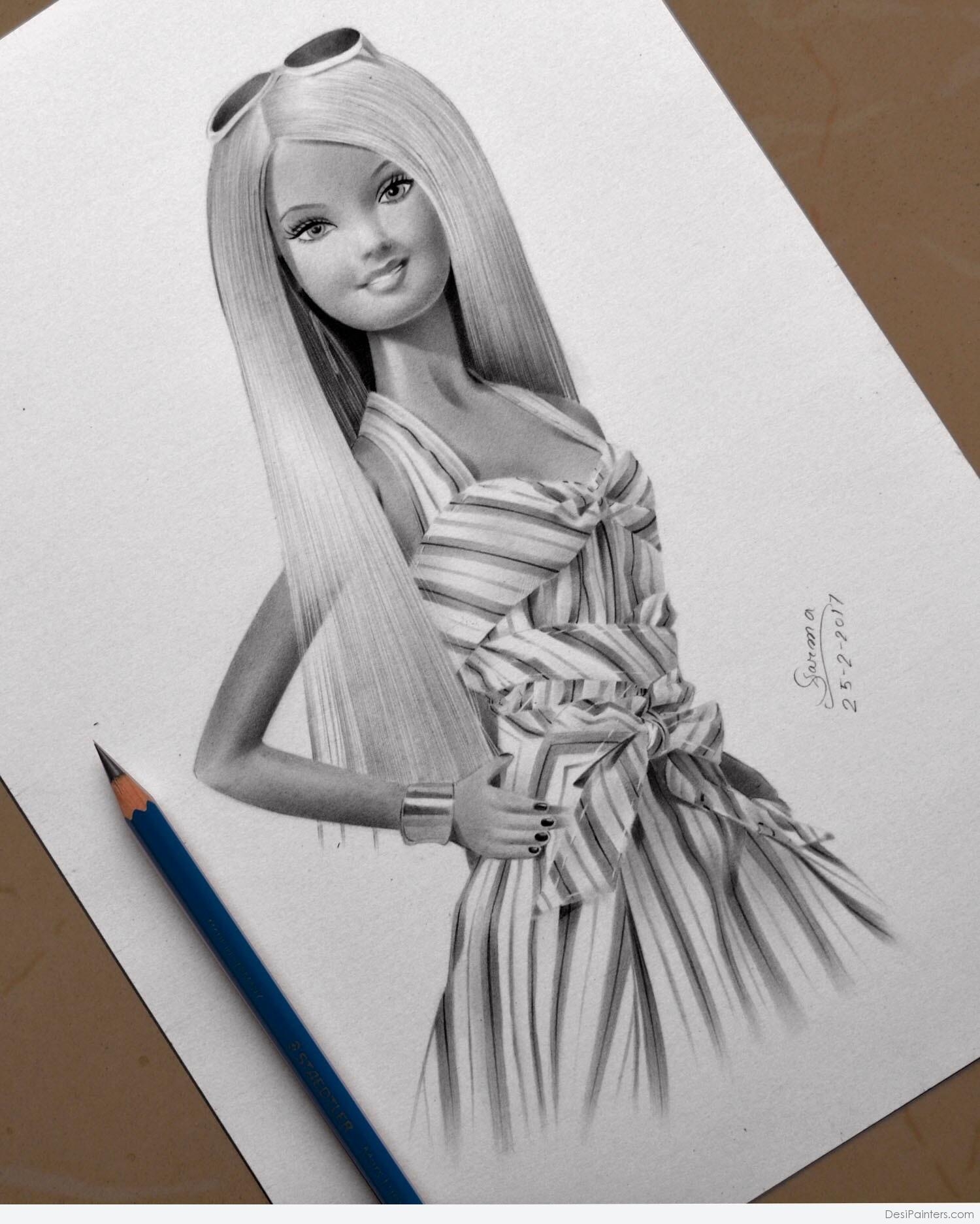 Beautiful Barbie Doll Drawing Barbie Dress Over 554 Royalty Free 
