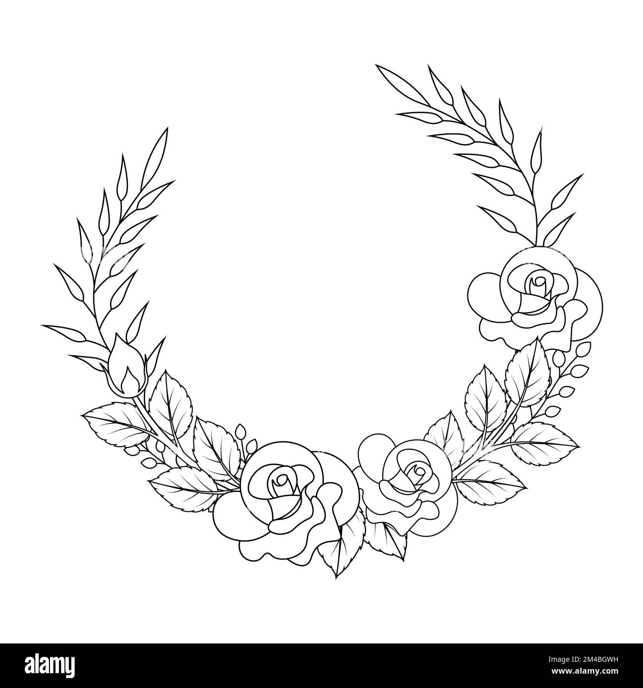 Beautiful Flowers Coloring Page With Pencil Sketch Drawing Detailed In Vector Graphic Of Line Art Stock Vector Image U0026 Art Alamy