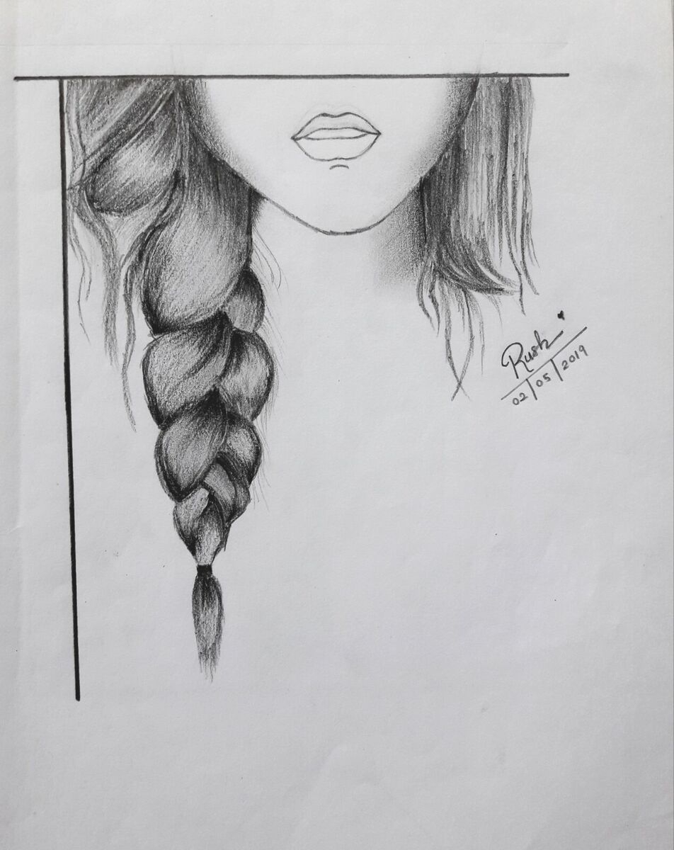 Beautiful Girl Delicate Pencil Sketch