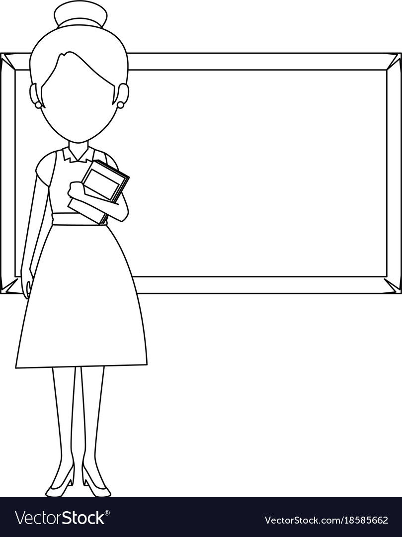 Beautiful Teacher Female With Chalkboard Avatar Vector Image