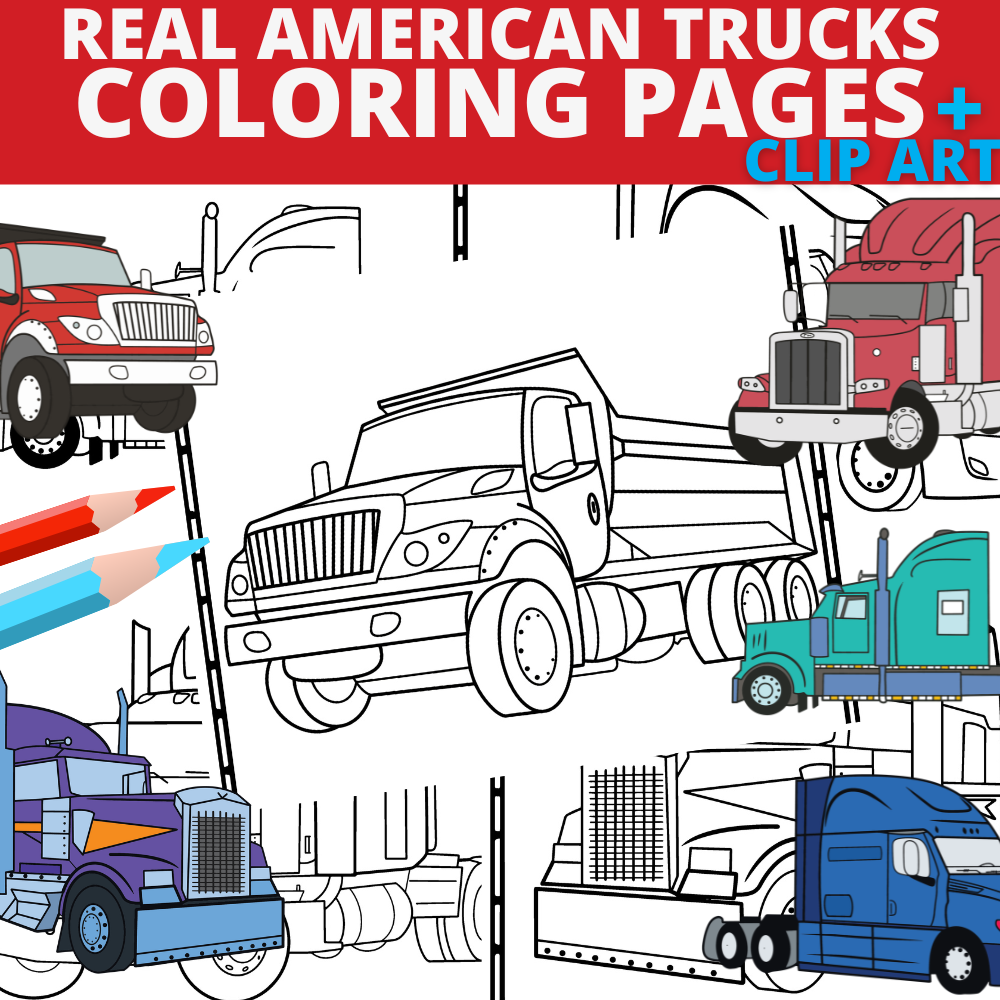 Big American Trucks Coloring Pages U0026 Heavy Trucks Clipart Made By Teachers