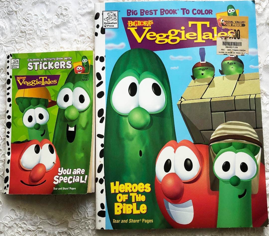 Big IDEAS VEGGIE TALES Coloring Book U0026 Small Sticker Coloring Book Dalmatian Press Heroes Of The Bible 2 Books Etsy