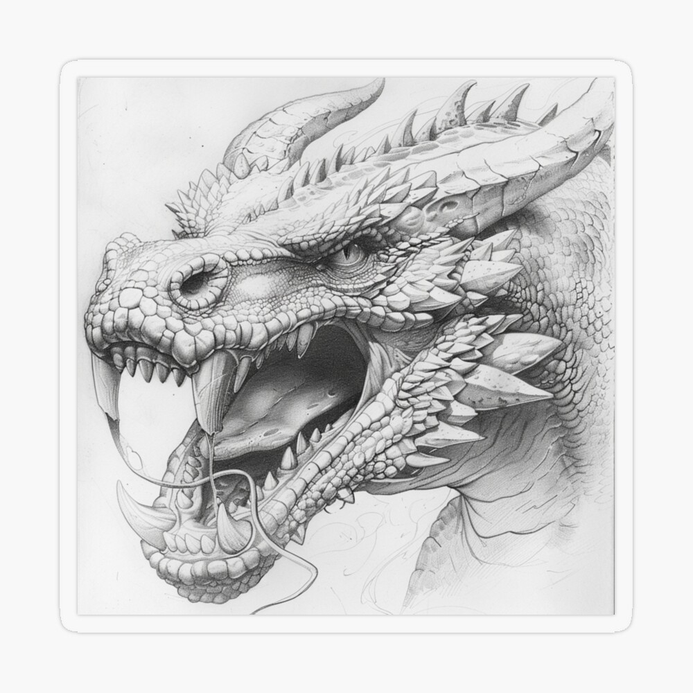 Black And White Dragon Drawing