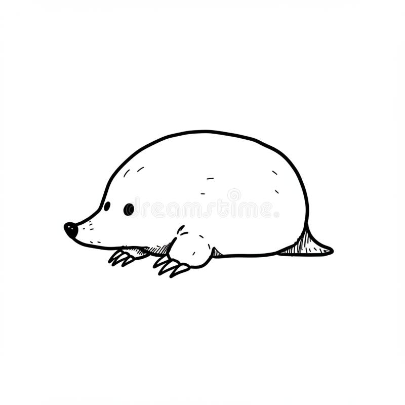Black And White Line Drawing Of A Cartoon Mole It Has A Rounded Body With A Small Stock Illustration Illustration Of Emphasizes Small 369669020
