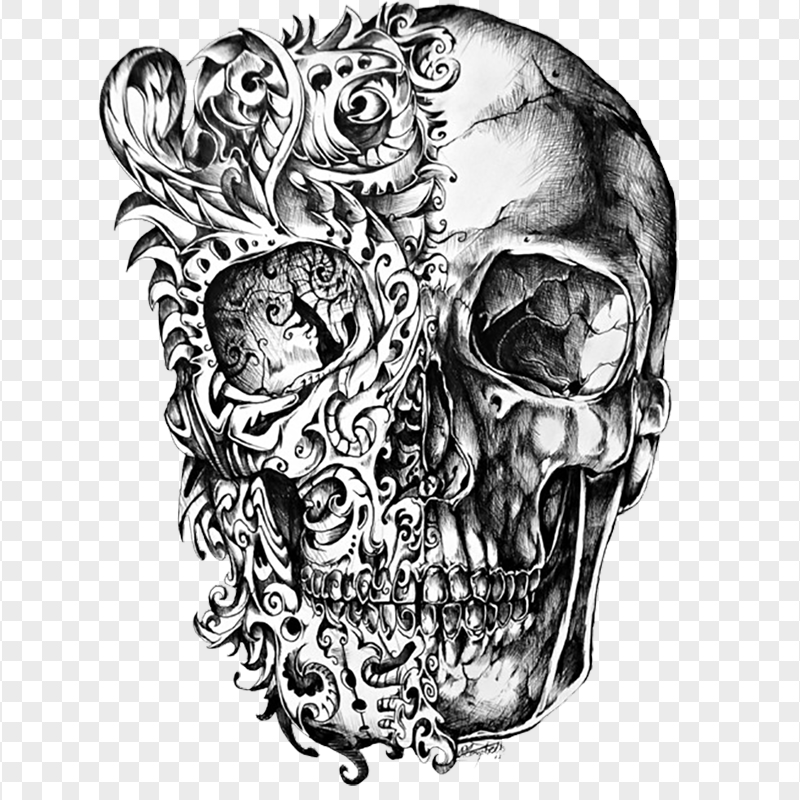 Black Skull Tattoo Design Drawing Citypng