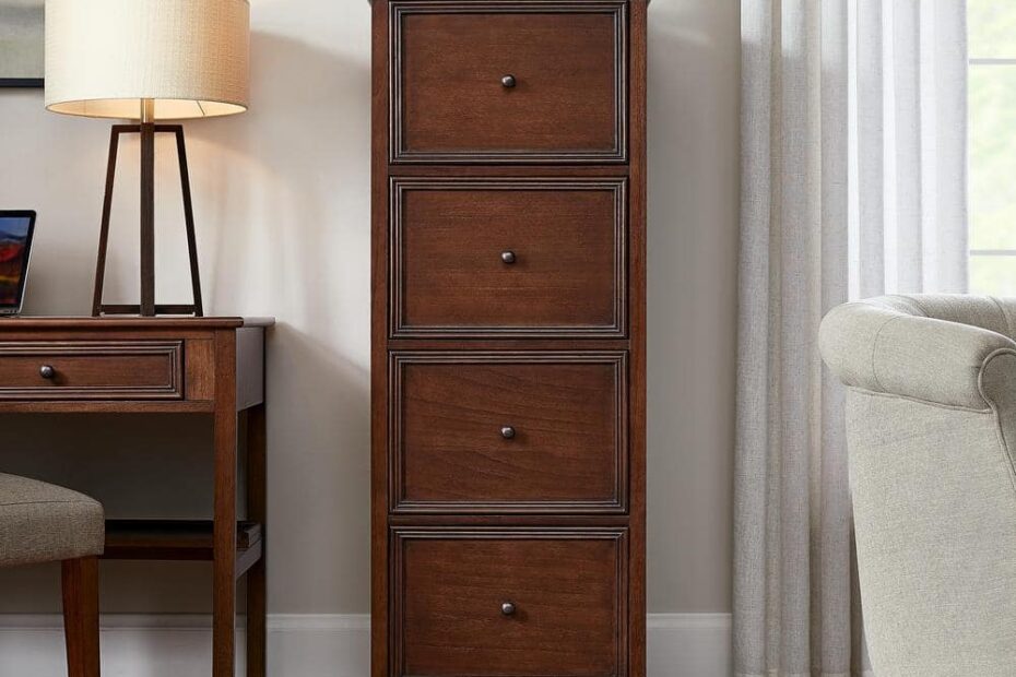 Bradstone 4 Drawer Walnut Brown Wood File Cabinet