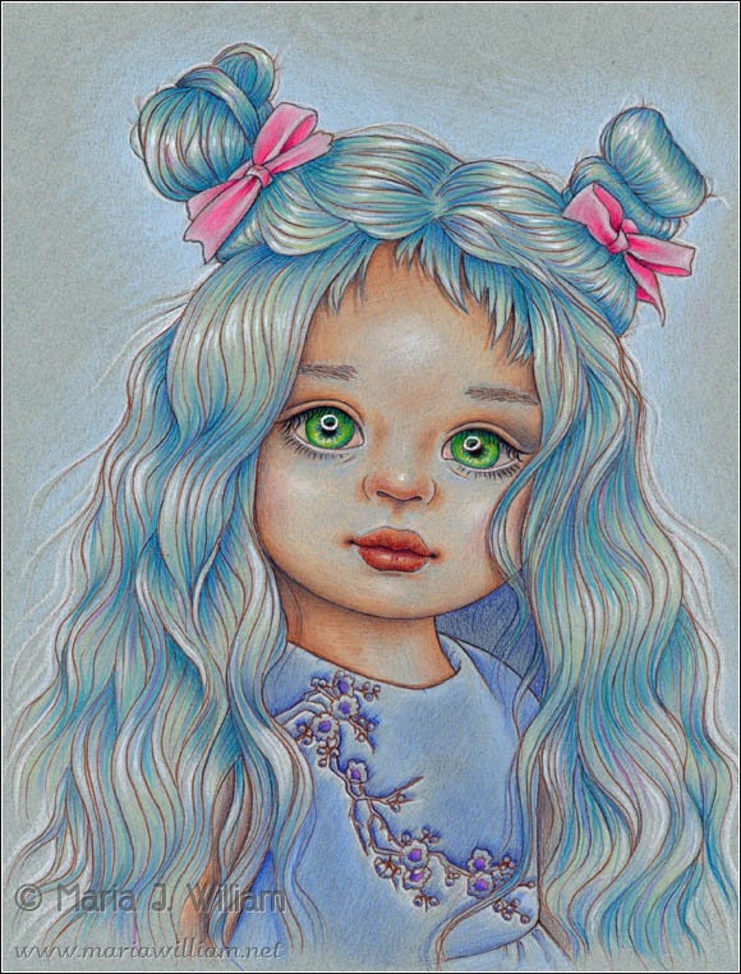 Buy Little Paola Original Colored Pencil Drawing Doll Portrait By Maria J William Online In India Etsy