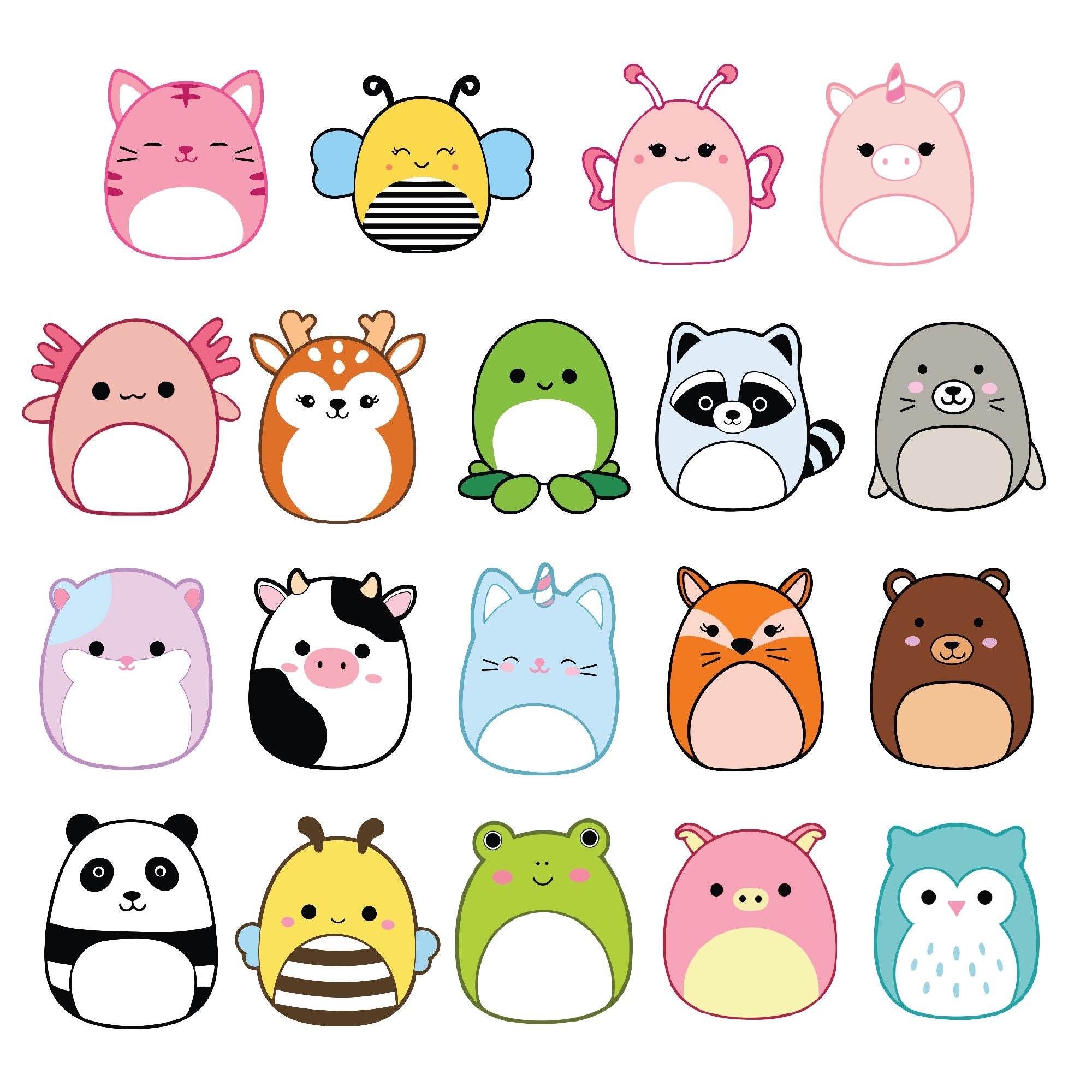 Buy Squishmallow Animals PNG SVG Clipart Cricut Designs Bundle Images On Transparent Background Sublimation Design For Cricut Birthday Online In India Etsy