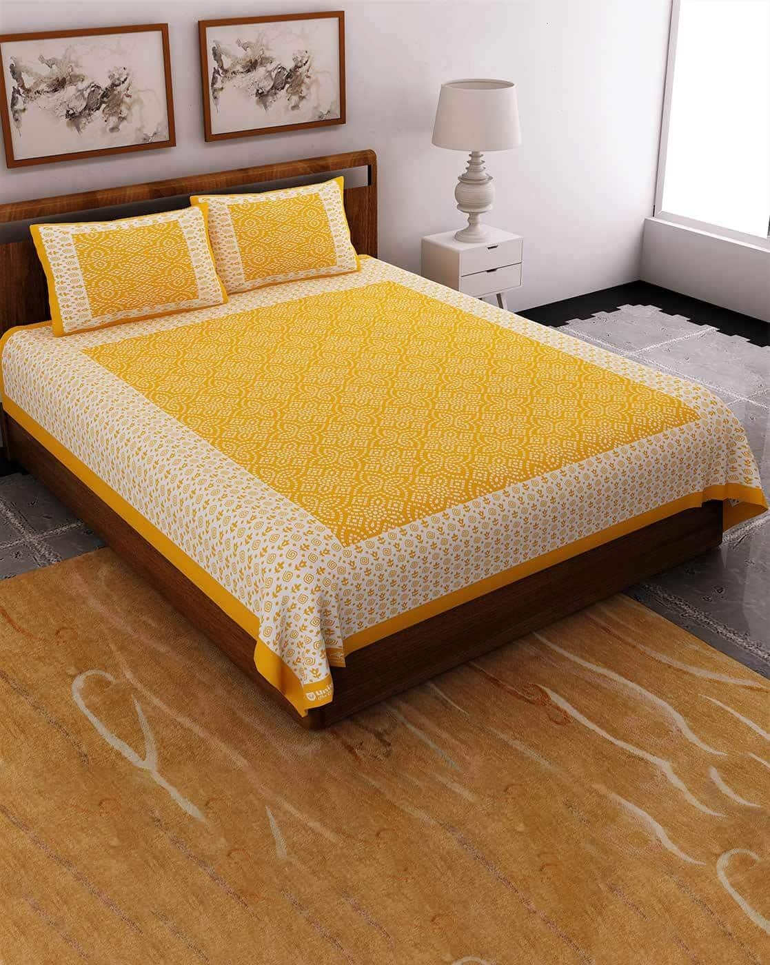Buy Yellow Bedsheets For Home U0026 Kitchen By UNIQCHOICE Online Ajio