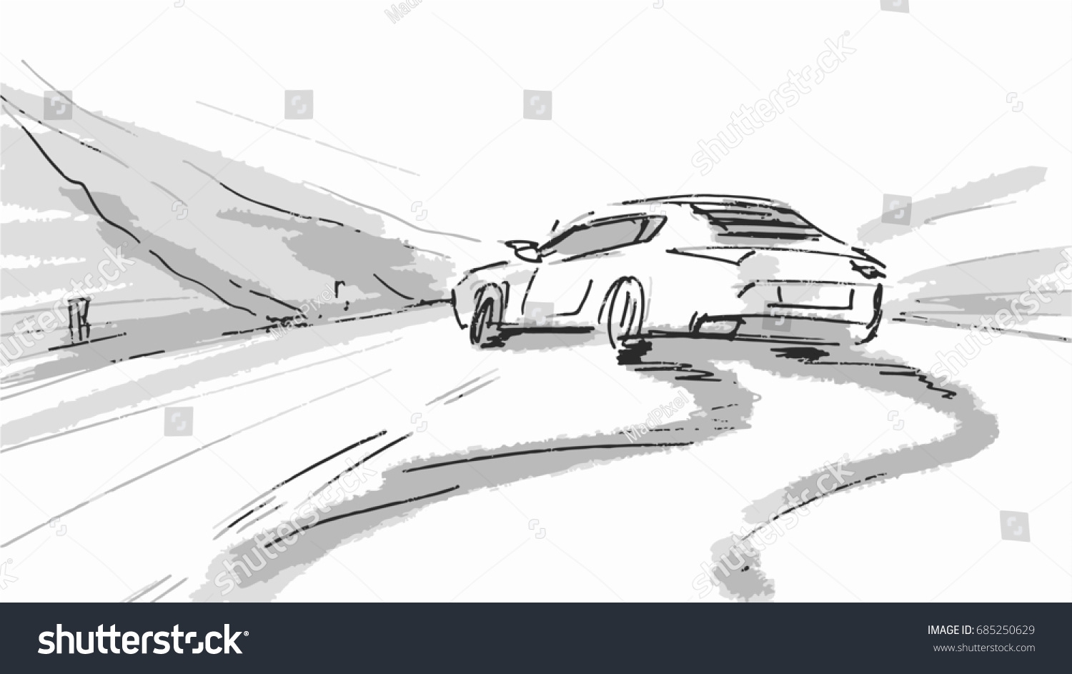 Car Speeding Vector Sketch Illustration Advertise Stock Vector Royalty Free 685250629 Shutterstock