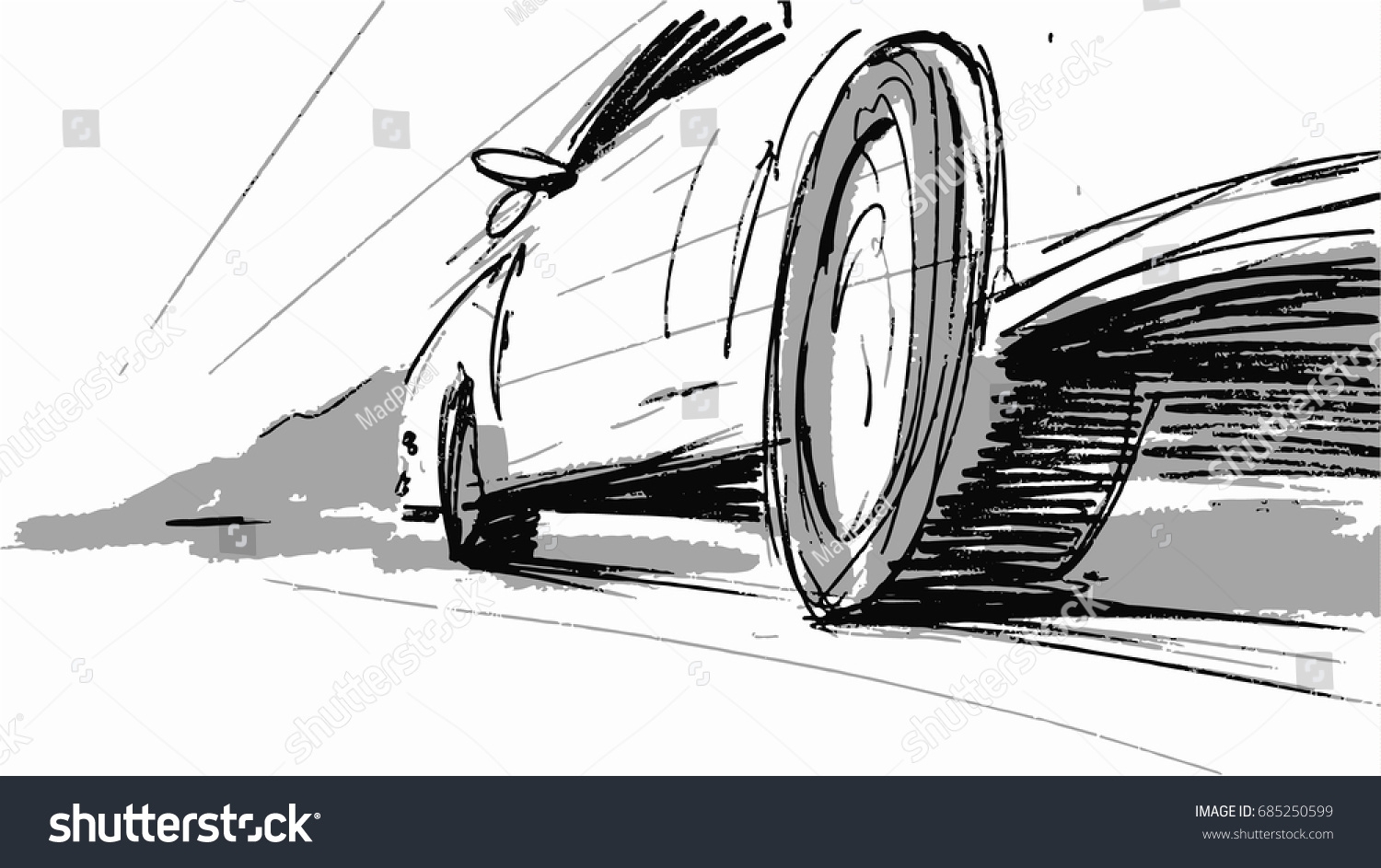 Car Speeding Wheel Vector Sketch Illustration Stock Vector Royalty Free 685250599 Shutterstock