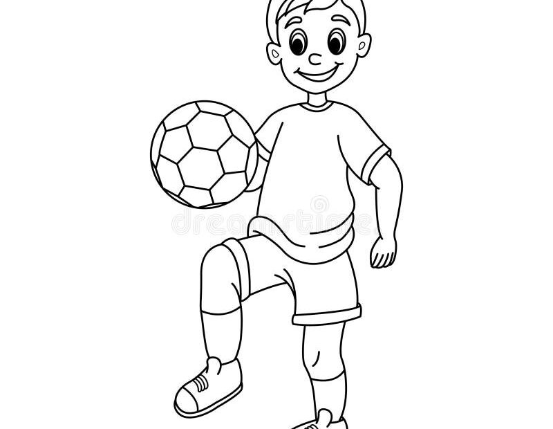 Cartoon Boy With Soccer Ball For Coloring Page Stock Vector Illustration Of Ball Soccer 272553563